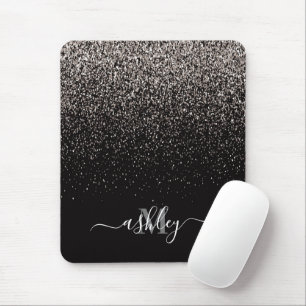 Black and Silver Glitter Mouse Mat