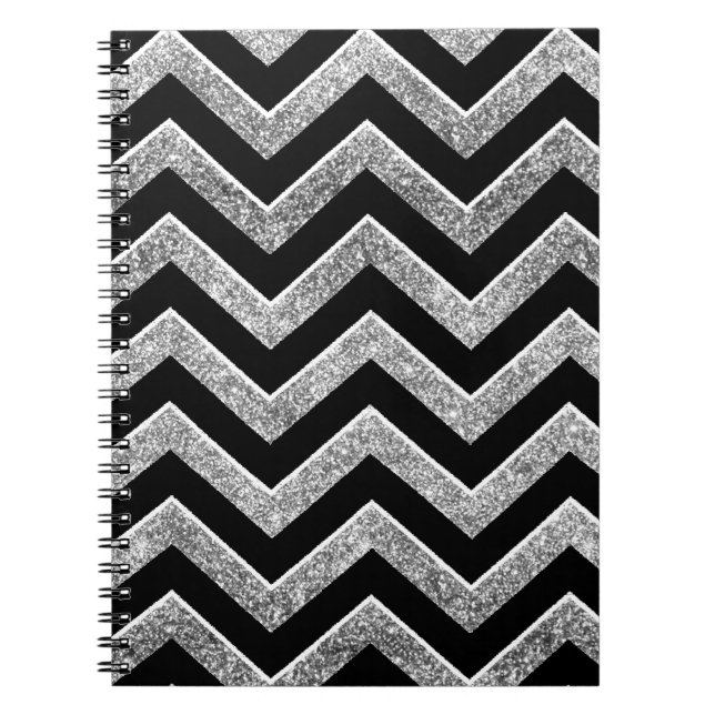 Black and silver glittery  chevron notebook (Front)