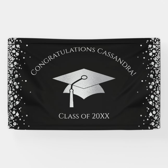 Black and Silver Graduation Banner (Horizontal)