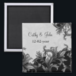 black and Silver Gray Flourish Wedding Magnet<br><div class="desc">Beautiful black and Silver Gray Flourish Wedding flourish design with a style of elegance.</div>