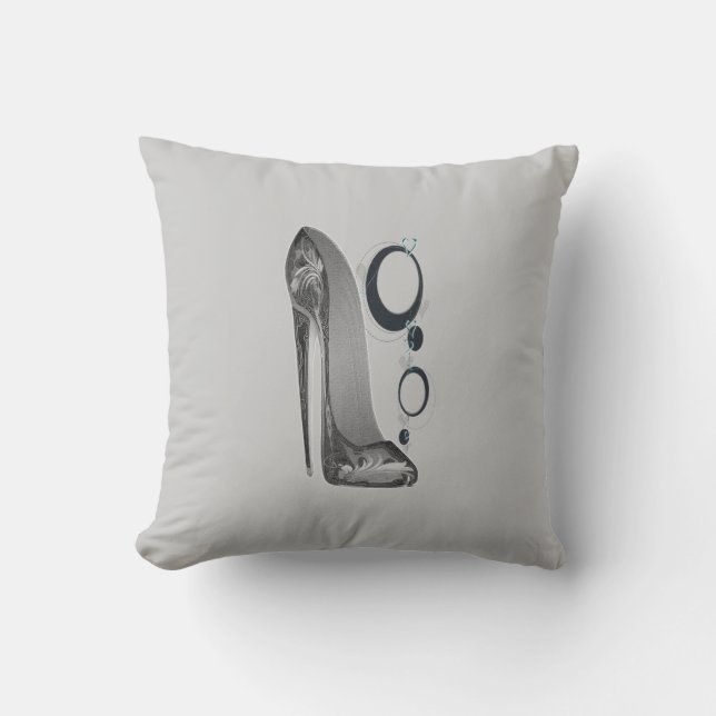 Black and Silver Grey Stiletto and Bangles Pillow (Front)