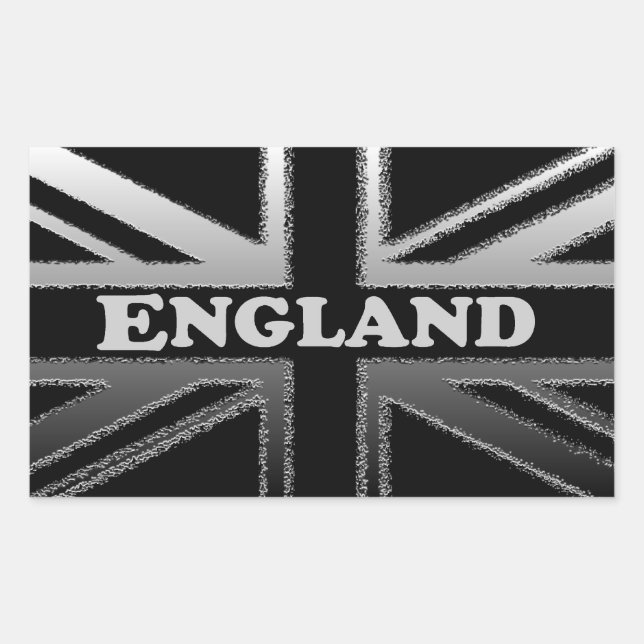 Black and Silver Grey Union Jack Flag Cases Rectangular Sticker (Front)