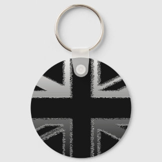 Black and Silver Grey Union jack Flag Key Ring