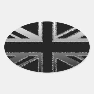 Black and Silver Grey Union jack Flag Rectangular Sticker