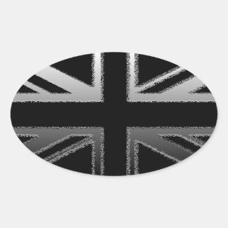 Black and Silver Grey Union jack Flag Rectangular Sticker