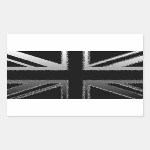 Black and Silver Grey Union jack Flag Rectangular Sticker