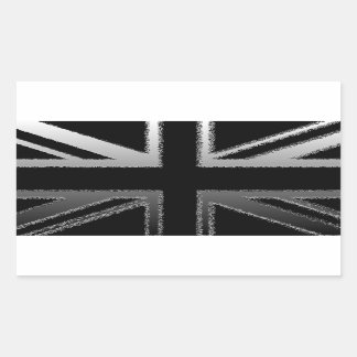 Black and Silver Grey Union jack Flag Rectangular Sticker