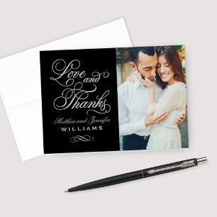 Black and Silver Love and Thanks Wedding Thank You Card