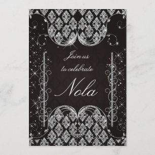 Black and Silver Masquerade Party Invitation