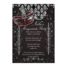 Black and Silver Masquerade Party Invitation
