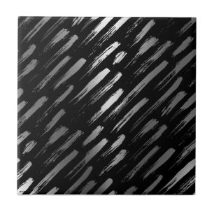 Black and Silver Metallic Abstract Tile