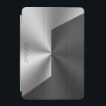 Black and silver metallic look background iPad mini cover<br><div class="desc">Black and silver geometric background,  metallic look with a customisable background.</div>