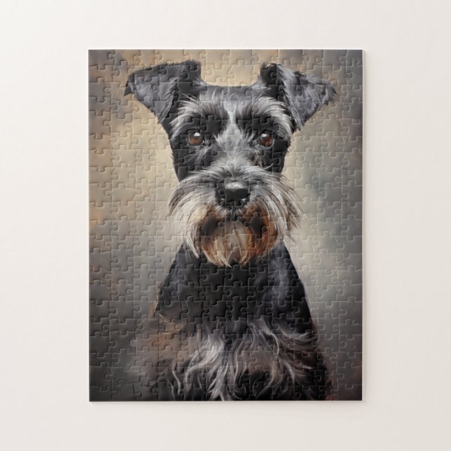 Black and silver Miniature Schnauzer  Jigsaw Puzzle (Vertical)