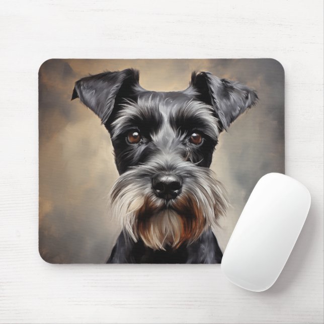 Black and silver Miniature Schnauzer  Mouse Mat (With Mouse)