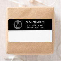 Black and silver modern simple monogram shipping