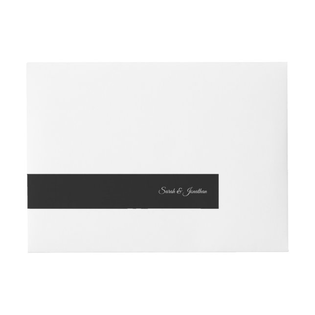 Black and Silver Monogram Address  Wraparound Address Label (Front)