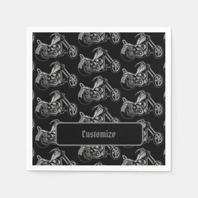 Black And Silver Motorcycle Napkin (Front)
