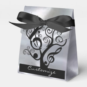Black and Silver Music Treble Clef Tree Favour Box