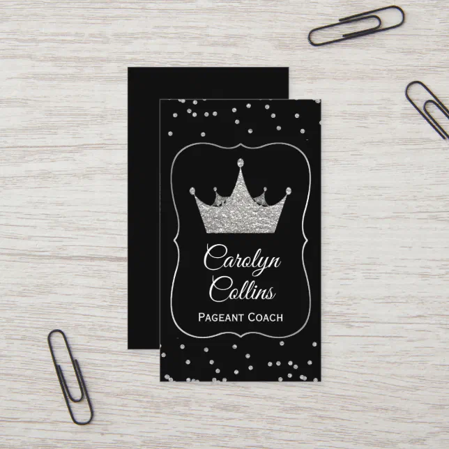 Black and Silver Pageant Coach Business Card | Zazzle