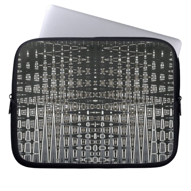 Black And Silver Pattern Laptop Sleeve (Front)