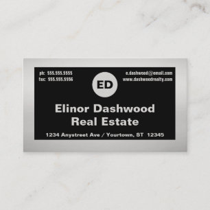 Black and Silver Real Estate Agent Business Card