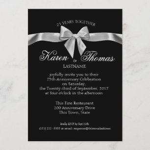 Black and Silver Ribbon 50th Anniversary Invitation