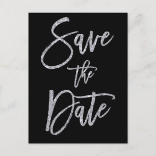 Black And Silver Save The Date Postcards