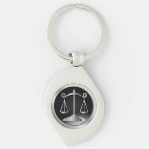 Black and Silver Scales of Justice   Law Key Ring