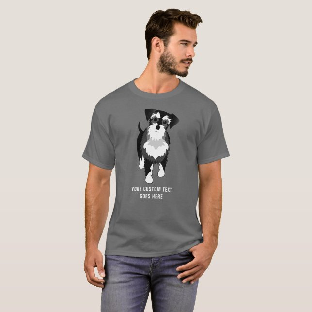 Black and Silver Schnauzer Custom Text T-Shirt (Front Full)
