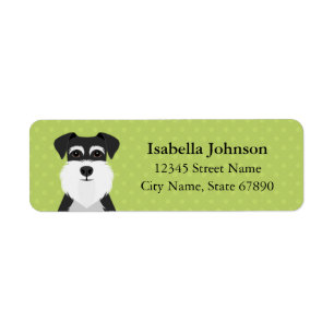 Black and Silver Schnauzer Green Address Labels