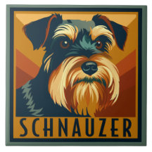 Black and Silver Schnauzer Retro Portrait