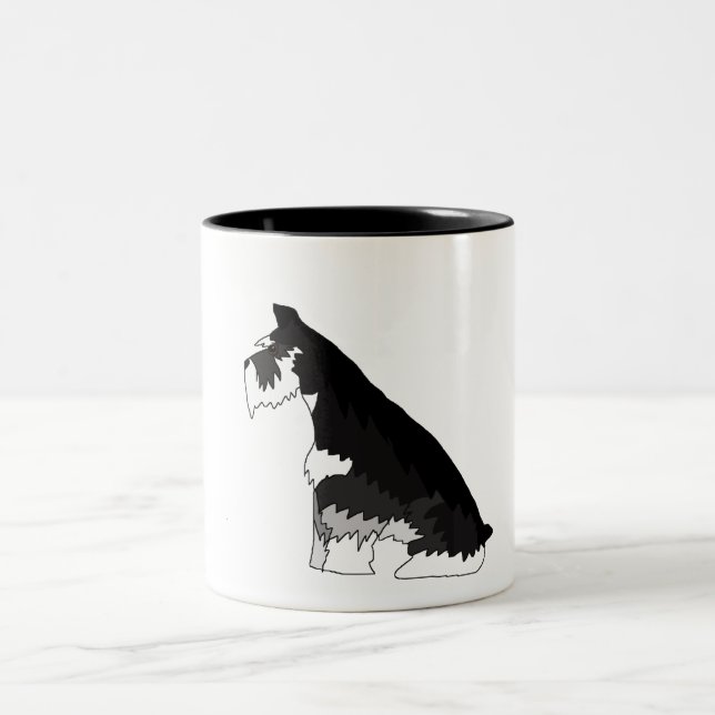 Black and Silver Schnauzer Two-Tone Coffee Mug (Center)