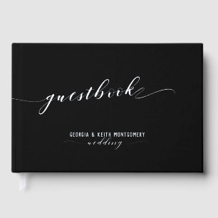 Black And Silver Script Elegant Wedding 2 Guest Book