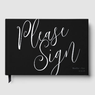Black and Silver SImple Guest Book Signature