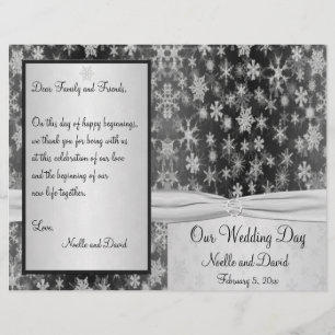 Black and Silver Snowflakes Wedding Program