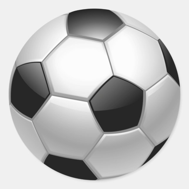 Black and Silver Soccer Ball Classic Round Sticker (Front)