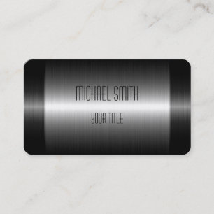 Black and Silver Stainless Steel Metal 2 Business Card
