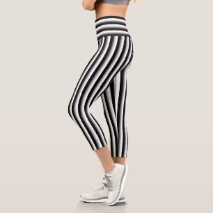 Black and Silver Striped Capri Leggings