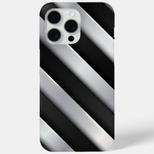 Black And Silver Striped  iPhone 15 Pro Max Case