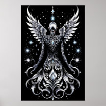 Black And Silver Tattoo Angel