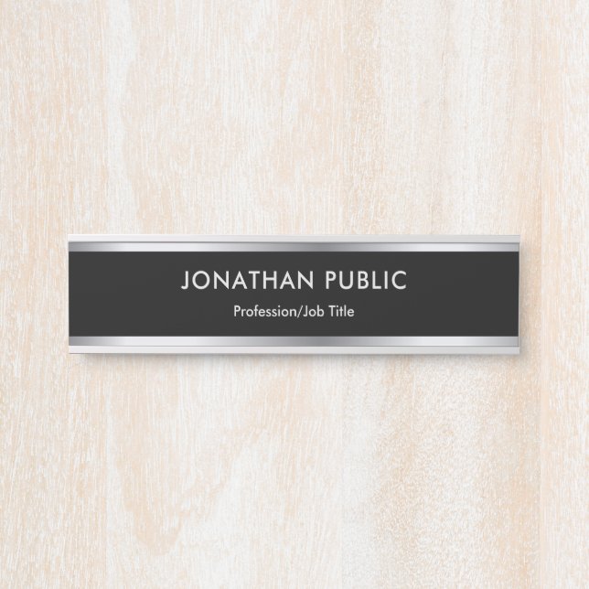 Black And Silver Template Professional Modern Door Sign (Front)