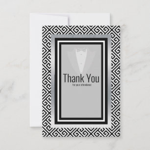 Black and silver tuxedo, formal custom tuxedo thank you card