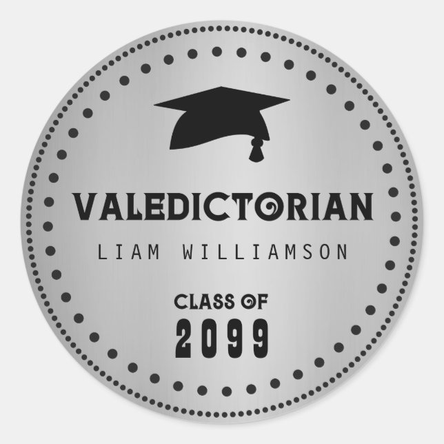 Black and Silver Valedictorian Envelope Seal (Front)