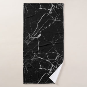 Black and Silver Vein Marble Bath Towel