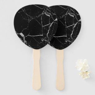 Black and Silver Vein Marble Hand Fan