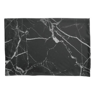 Black and Silver Vein Marble Pillowcase