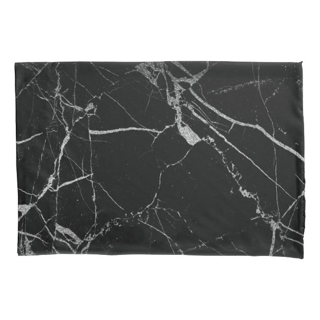 Black and Silver Vein Marble Pillowcase (Front)