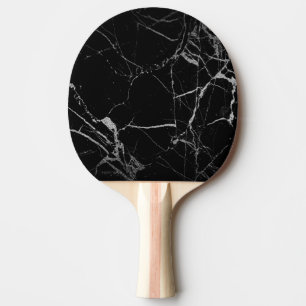 Black and Silver Vein Marble Ping Pong Paddle
