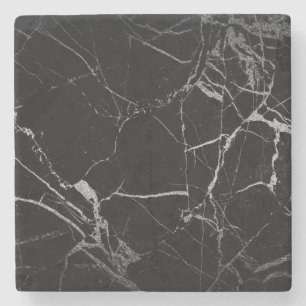 Black and Silver Vein Marble Stone Coaster