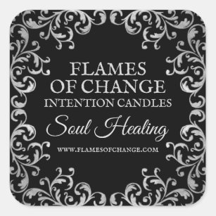 Black And Silver Vintage Spell Candle Labels